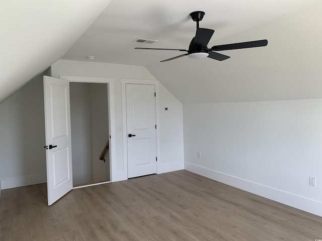 144 Sago Palm Dr, Myrtle Beach, SC 29579 - additional living space with a ceiling fan, light wood finished floors, vaulted ceiling, and baseboards