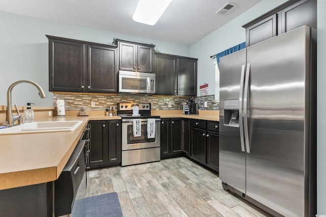 6253 Catalina Dr Unit 713, North Myrtle Beach, SC 29582 - kitchen with appliances with stainless steel finishes, a sink, light countertops, and decorative backsplash