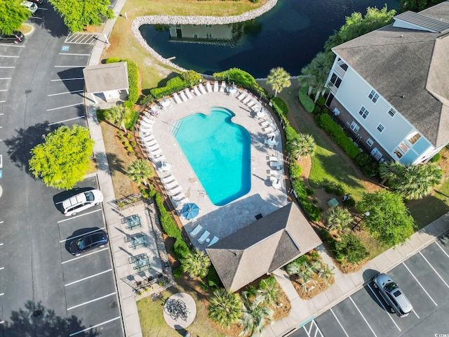 6253 Catalina Dr Unit 713, North Myrtle Beach, SC 29582 - drone / aerial view of a pool and a large body of water