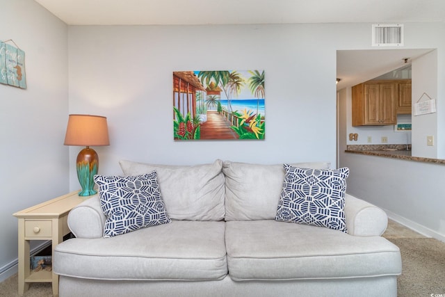 5905 S Kings Hwy Unit 439-B, Myrtle Beach, SC 29577 - carpeted living area with visible vents and baseboards