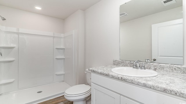 1458 Nokota Dr, Conway, SC 29526 - full bathroom featuring vanity, a shower, wood finished floors, and recessed lighting