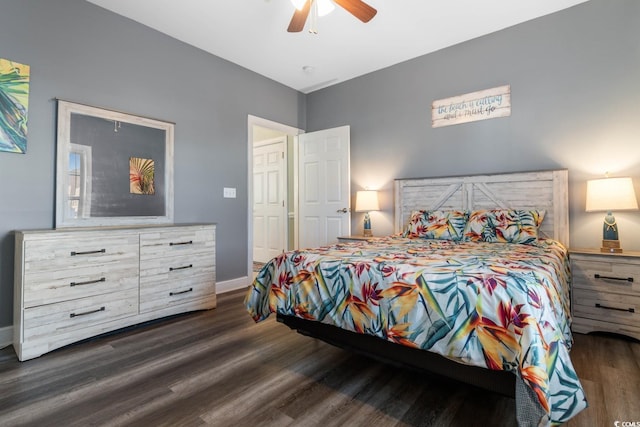 4141 Hibiscus Dr Unit 201, Little River, SC 29566 - bedroom with wood finished floors, baseboards, and ceiling fan