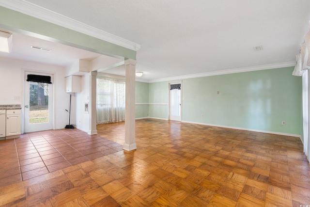 3494 Cactus St Unit 3494, Myrtle Beach, SC 29577 - unfurnished room featuring decorative columns, baseboards, and ornamental molding