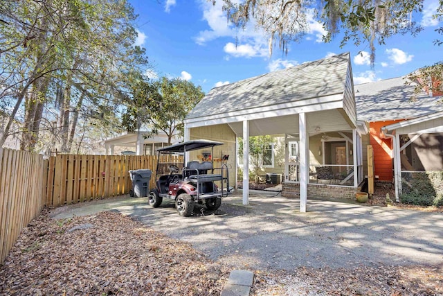 exterior space with a fenced backyard