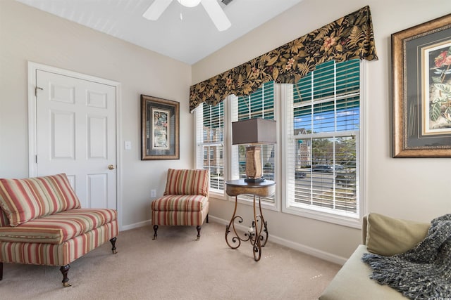 9764 Leyland Dr Unit 9764 5, Myrtle Beach, SC 29572 - living area featuring carpet flooring, baseboards, and ceiling fan