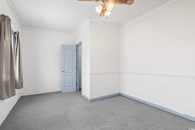 1136 Knotty Branch Rd, Conway, SC 29527 - carpeted empty room with ceiling fan and crown molding