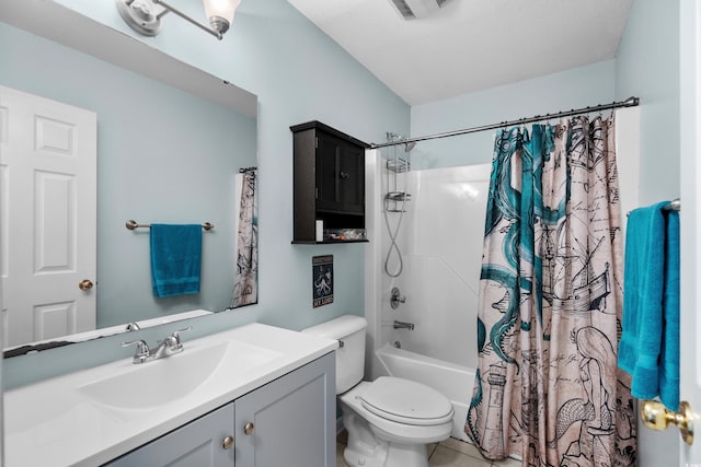 4195 Wrens Xing, Little River, SC 29566 - bathroom with vanity, shower / tub combo, toilet, and tile patterned floors