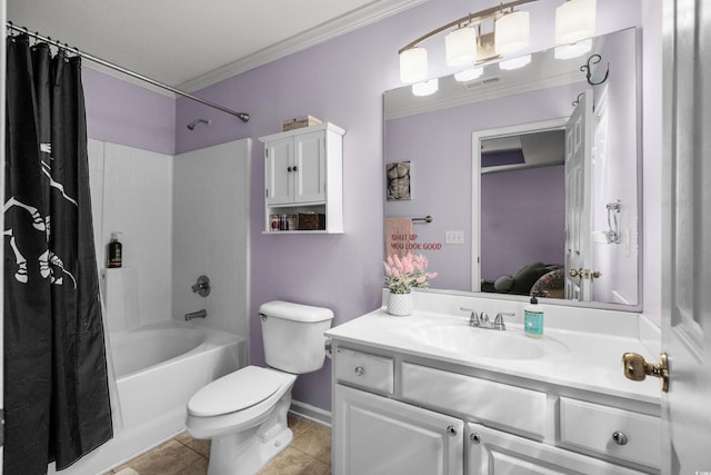 4195 Wrens Xing, Little River, SC 29566 - bathroom with ensuite bath, vanity, shower / bath combo with shower curtain, tile patterned floors, and ornamental molding
