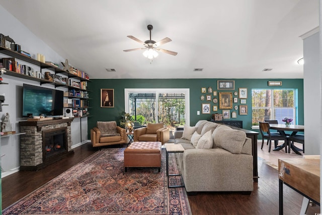 4195 Wrens Xing, Little River, SC 29566 - living room with plenty of natural light, wood finished floors, and a ceiling fan