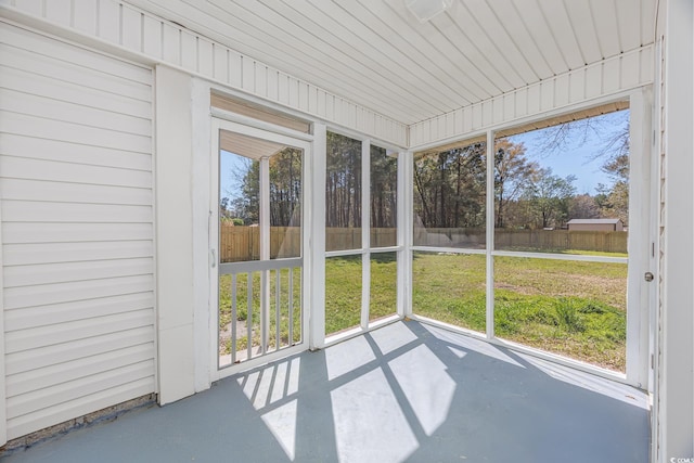 view of unfurnished sunroom