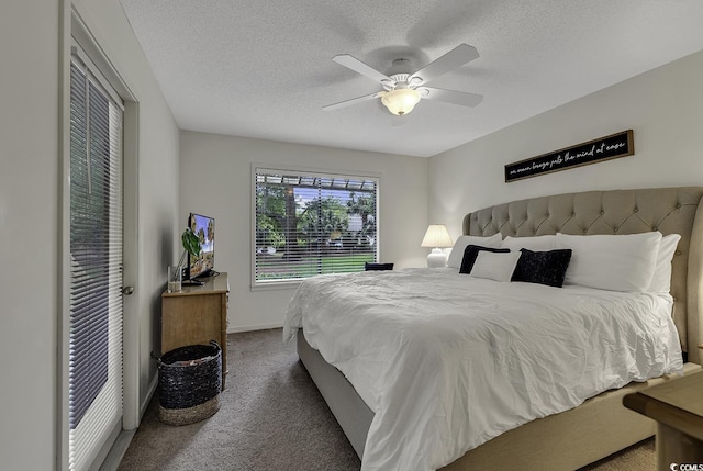 118 Hartland Dr Unit 12-C, Myrtle Beach, SC 29572 - bedroom with carpet floors, a textured ceiling, and a ceiling fan