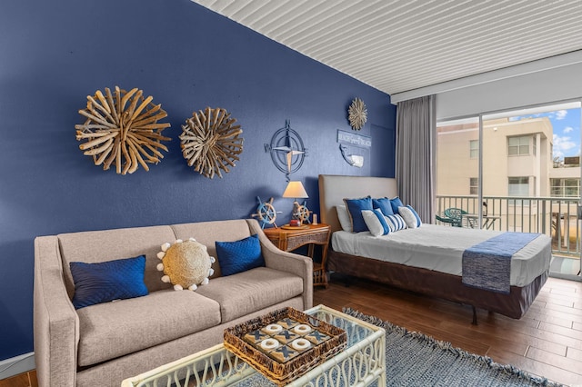 6803 N Ocean Blvd Unit 203, Myrtle Beach, SC 29572 - bedroom with wood ceiling and hardwood / wood-style floors