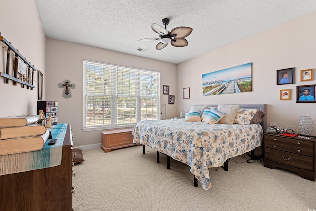 542 Sand Ridge Rd, Conway, SC 29526 - bedroom with carpet, ceiling fan, a textured ceiling, and baseboards