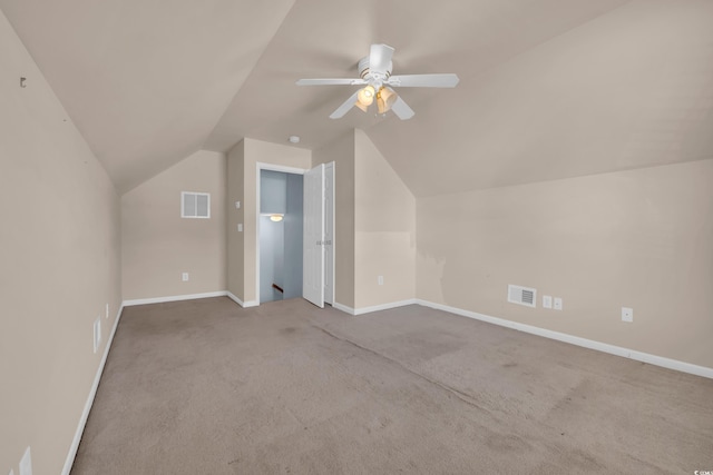 308 Dendy Ct, Myrtle Beach, SC 29579 - additional living space featuring vaulted ceiling, carpet flooring, a ceiling fan, and baseboards