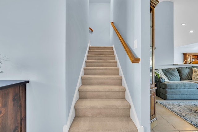 308 Dendy Ct, Myrtle Beach, SC 29579 - staircase with tile patterned flooring, baseboards, and recessed lighting