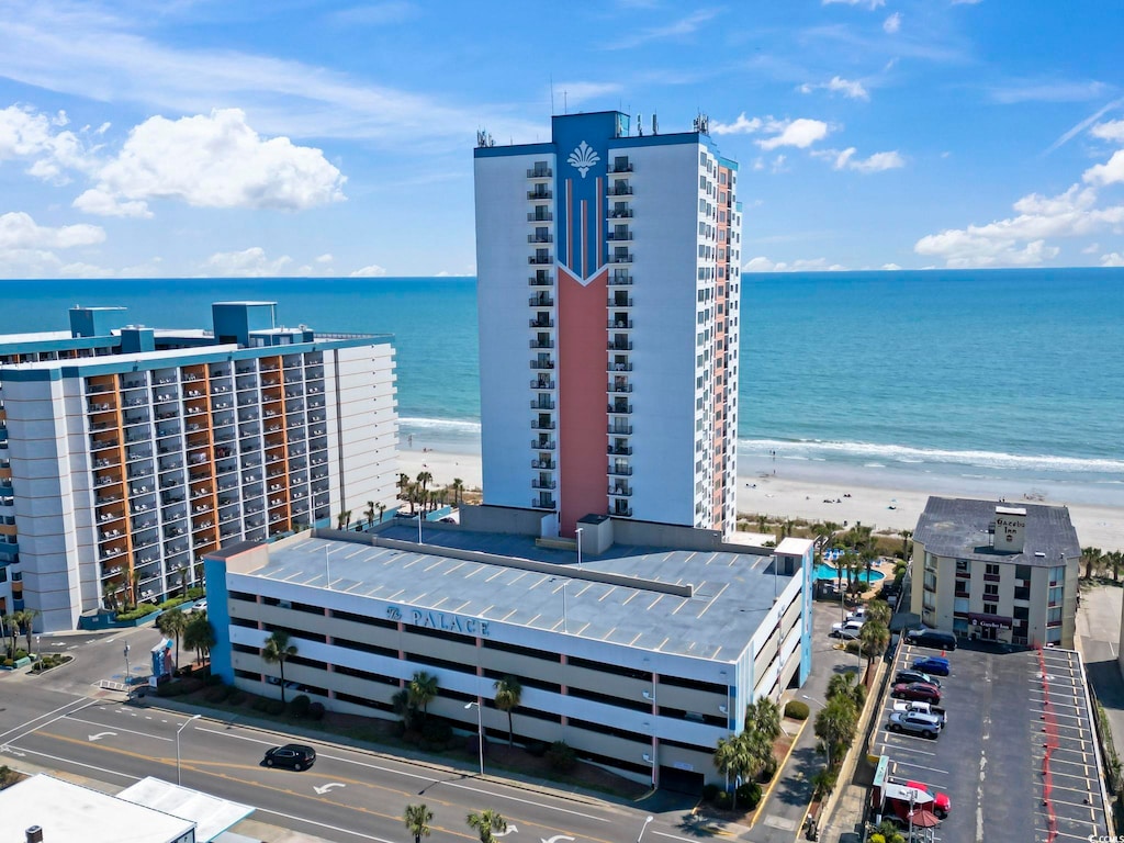1605 S Ocean Blvd Unit 1414, Myrtle Beach, SC 29577 - aerial view featuring a water view and a beach view