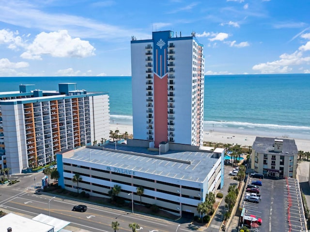 1605 S Ocean Blvd Unit 1414, Myrtle Beach, SC 29577 - aerial view featuring a water view and a beach view