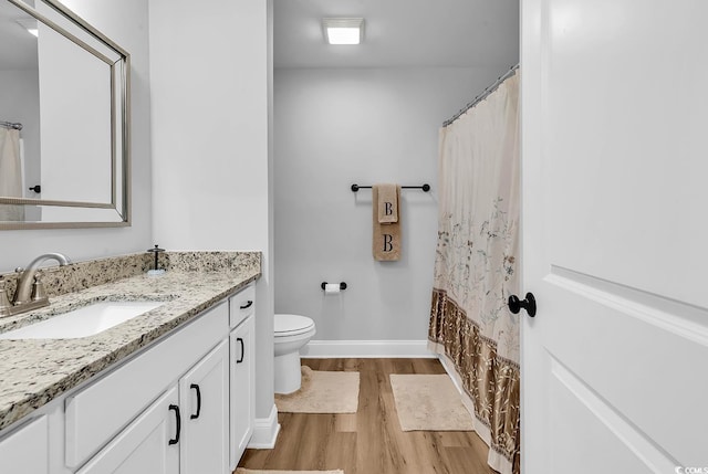 529 Oak Lawn Rd, Georgetown, SC 29440 - bathroom featuring toilet, baseboards, vanity, and wood finished floors