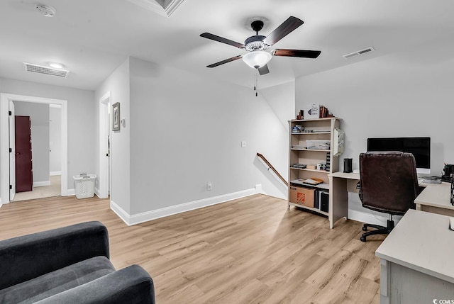 529 Oak Lawn Rd, Georgetown, SC 29440 - office with light wood finished floors, ceiling fan, and visible vents