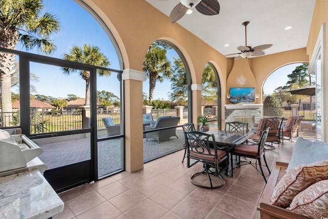 7268 Seville Dr, Myrtle Beach, SC 29572 - view of patio with a ceiling fan and outdoor dining space