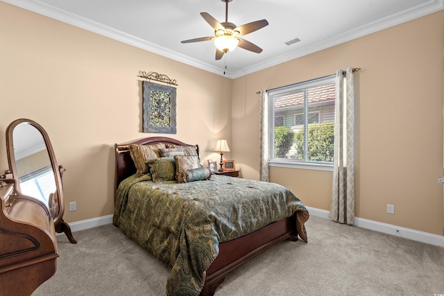 7268 Seville Dr, Myrtle Beach, SC 29572 - bedroom featuring carpet, ornamental molding, multiple windows, baseboards, and a ceiling fan