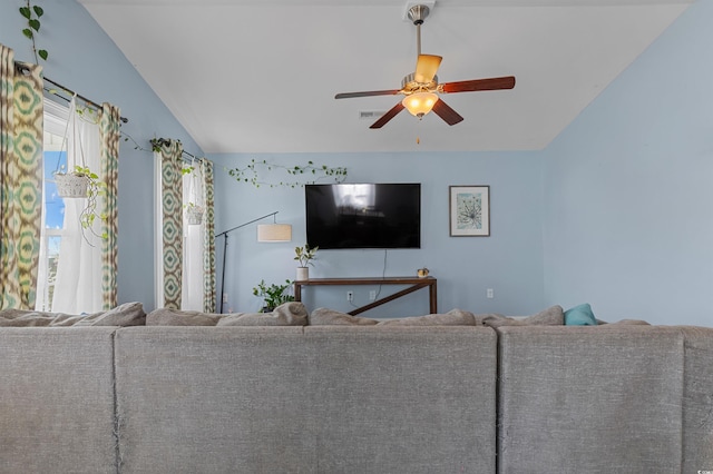 1524 Stilley Cir, Conway, SC 29526 - living area featuring ceiling fan and vaulted ceiling