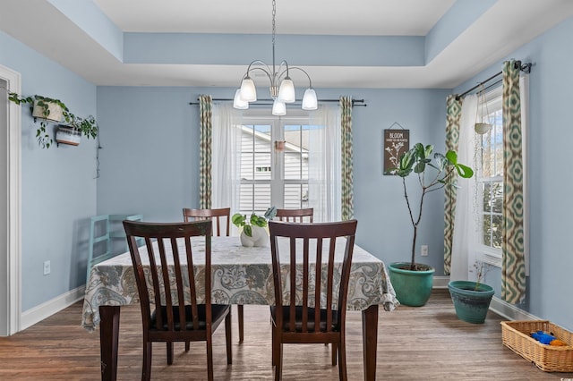 1524 Stilley Cir, Conway, SC 29526 - dining space featuring baseboards, wood finished floors, and a chandelier
