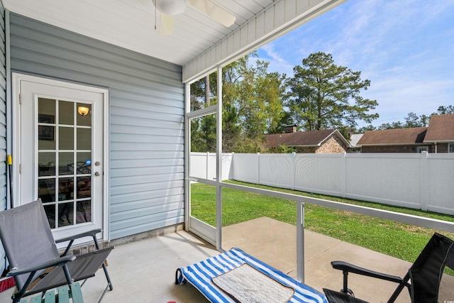 361 Rycola Cir, Myrtle Beach, SC 29575 - unfurnished sunroom with a ceiling fan