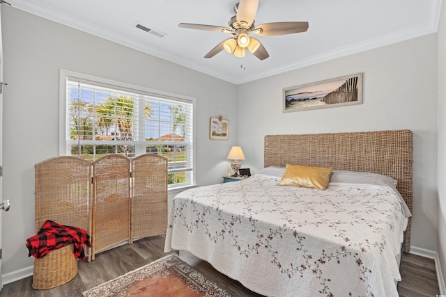 361 Rycola Cir, Myrtle Beach, SC 29575 - bedroom with wood finished floors, crown molding, a ceiling fan, and baseboards