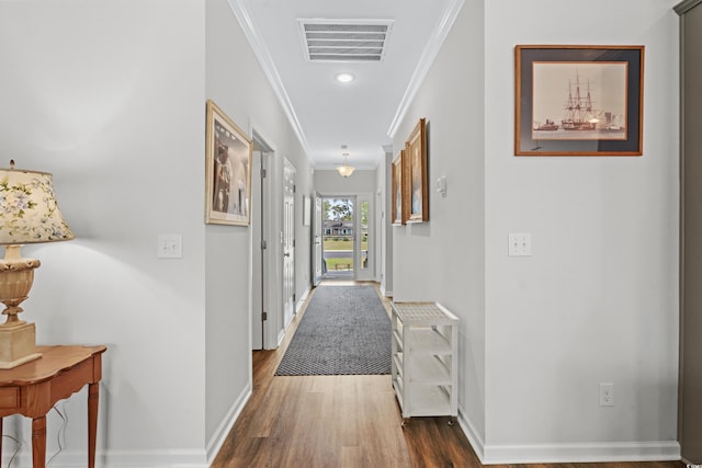 361 Rycola Cir, Myrtle Beach, SC 29575 - hallway with ornamental molding, wood finished floors, baseboards, and recessed lighting