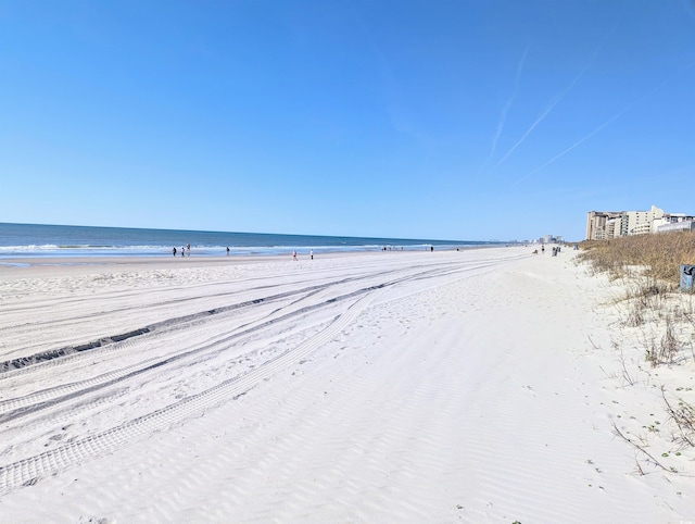 view of water feature featuring a beach view