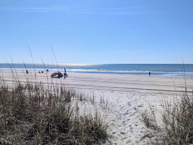 view of water feature featuring a beach view
