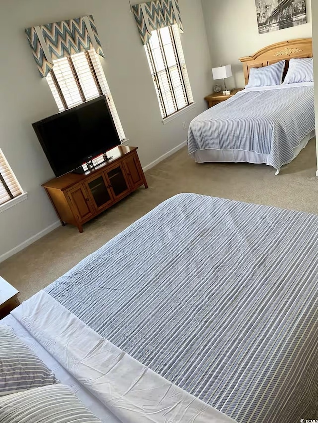 bedroom with carpet floors and baseboards