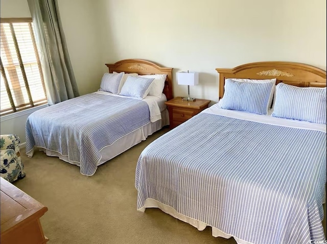 bedroom with carpet floors and baseboards