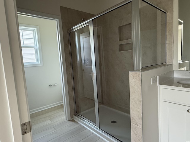 1025 Jase Dr, Longs, SC 29568 - full bath with a stall shower, vanity, and baseboards