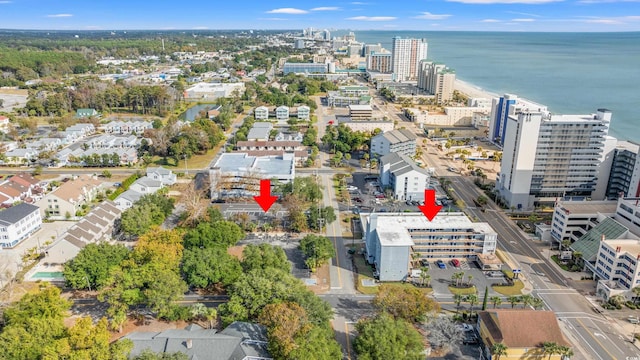 2010 S Ocean Blvd, Myrtle Beach, SC 29577 - aerial overview of property's location with nearby urban area and a nearby body of water