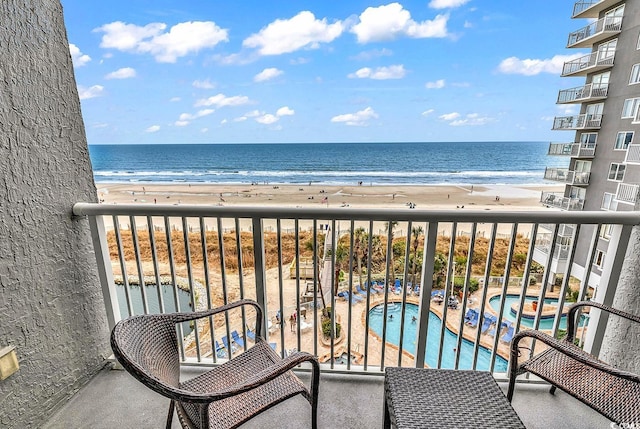 161 Sea Watch Dr Unit 614, Myrtle Beach, SC 29572 - balcony featuring view of water and beach and view of pool