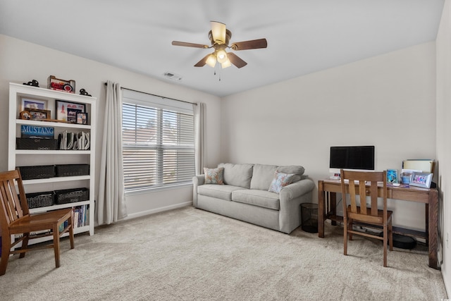 212 Machrie Loop Unit D, Myrtle Beach, SC 29588 - carpeted office with baseboards, visible vents, and ceiling fan