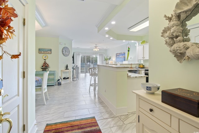 2180 Waterview Dr Unit 733, North Myrtle Beach, SC 29582 - hallway with recessed lighting, crown molding, and light marble finish floors