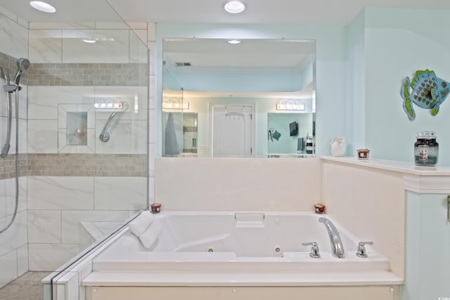 2180 Waterview Dr Unit 733, North Myrtle Beach, SC 29582 - full bath with a stall shower, a whirlpool tub, and recessed lighting