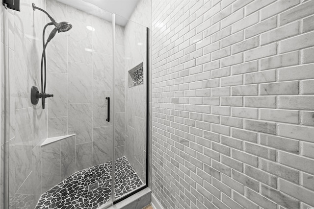 bathroom with a stall shower