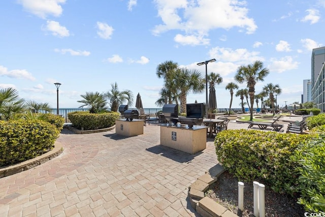 view of home's community featuring an outdoor kitchen and a patio