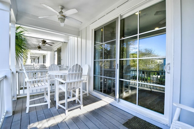 4850 Cantor Ct Unit 202, North Myrtle Beach, SC 29582 - wooden terrace featuring ceiling fan