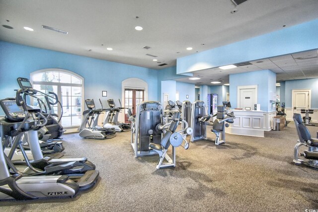 4850 Cantor Ct Unit 202, North Myrtle Beach, SC 29582 - exercise room with recessed lighting and carpet