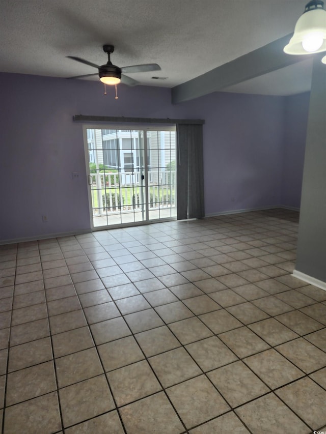 6204 Sweetwater Blvd Unit 6204, Murrells Inlet, SC 29576 - empty room with a textured ceiling, ceiling fan, light tile patterned flooring, and baseboards