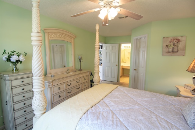 5030 Windsor Green Way Unit 203, Myrtle Beach, SC 29579 - bedroom featuring a ceiling fan, visible vents, and connected bathroom