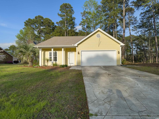 4533 Greenbriar Dr, Little River, SC 29566 - ranch-style home with a shingled roof, a garage, a front yard, and driveway