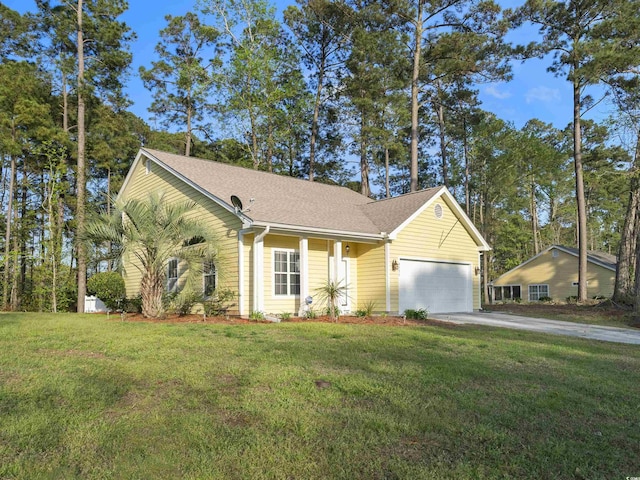 4533 Greenbriar Dr, Little River, SC 29566 - view of front of house featuring a garage, a front yard, a shingled roof, and concrete driveway