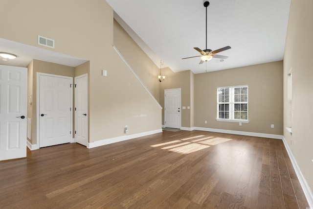 4533 Greenbriar Dr, Little River, SC 29566 - unfurnished living room with wood finished floors, baseboards, a ceiling fan, and visible vents