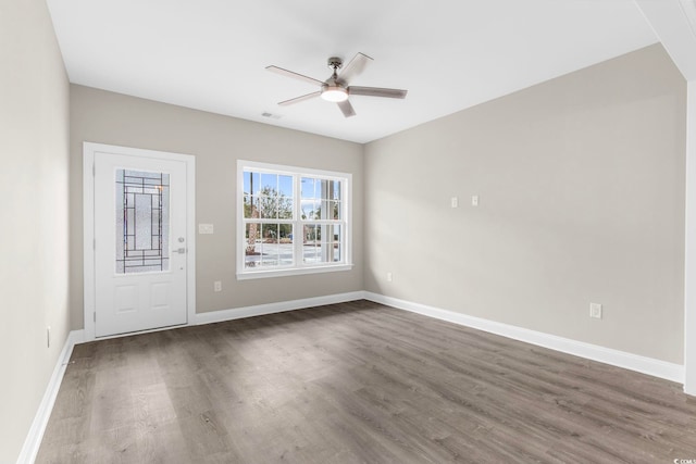 904 62nd Ave N Unit E, Myrtle Beach, SC 29572 - interior space with baseboards, a ceiling fan, and wood finished floors